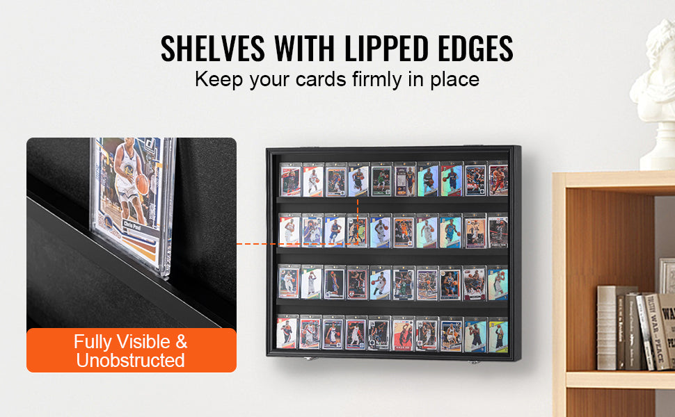VEVOR Jersey Display / Sports Card Display Frame Case, Large Lockable Sport Shadow Box, 98% UV Protection PC Glass and Hangers