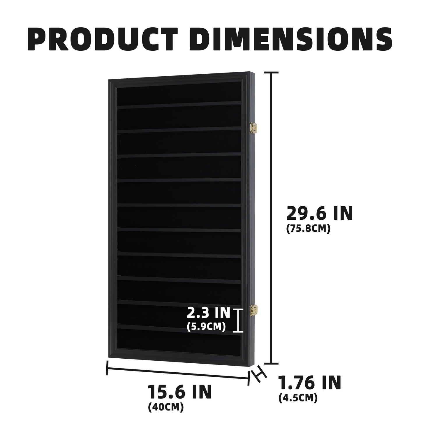 DisplayGifts Military Challenge Coin Display Case — Wall Mount, 29H x 16W, Holds 88 Coins