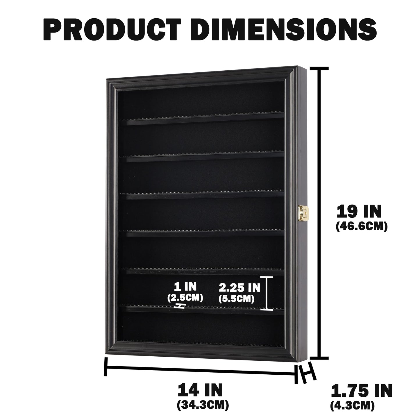 DisplayGifts Minifigure Display Case – Lockable Black Wall-Mount Cabinet for Minifigures