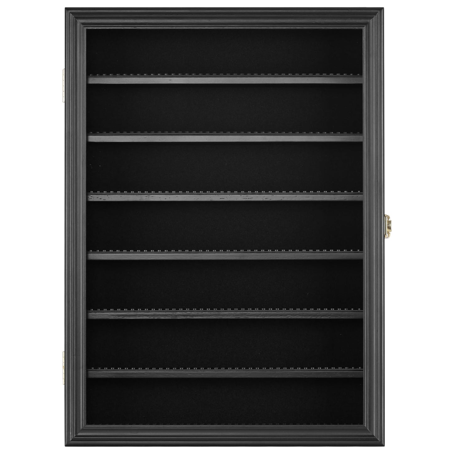 DisplayGifts Minifigure Display Case – Lockable Black Wall-Mount Cabinet for Minifigures