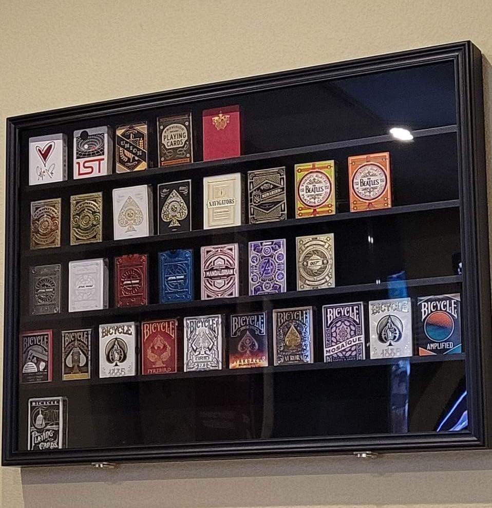 DisplayGifts Playing Card Display Case - 60 Deck Capacity, UV-Protected Acrylic Door, Wall-Mount