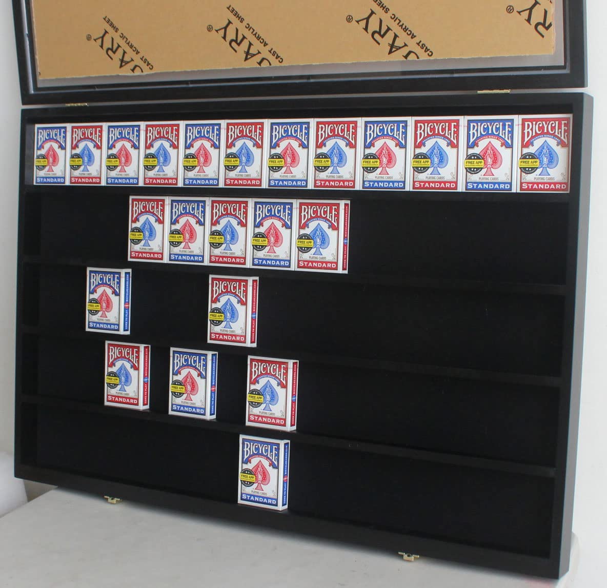 DisplayGifts Playing Card Display Case - 60 Deck Capacity, UV-Protected Acrylic Door, Wall-Mount