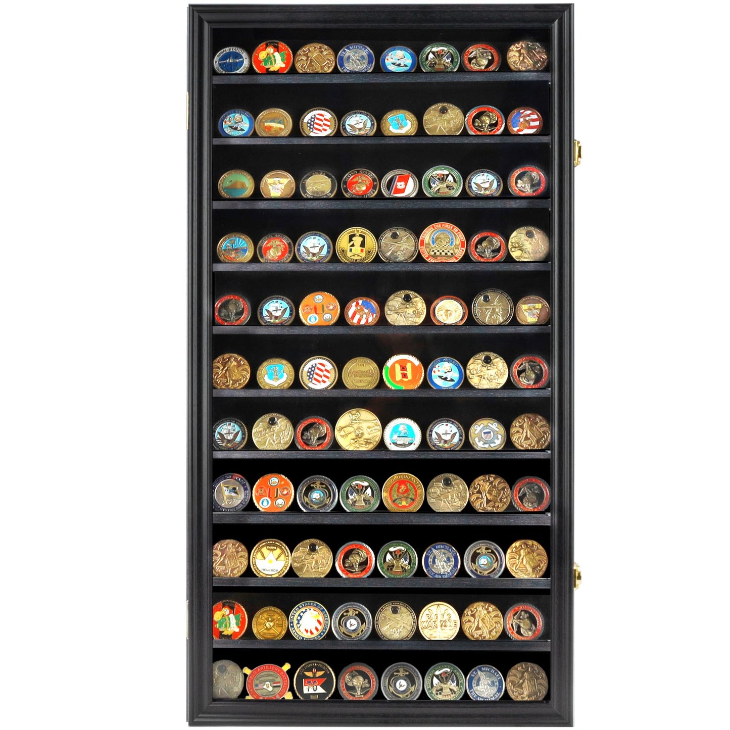DisplayGifts Military Challenge Coin Display Case — Wall Mount, 29H x 16W, Holds 88 Coins