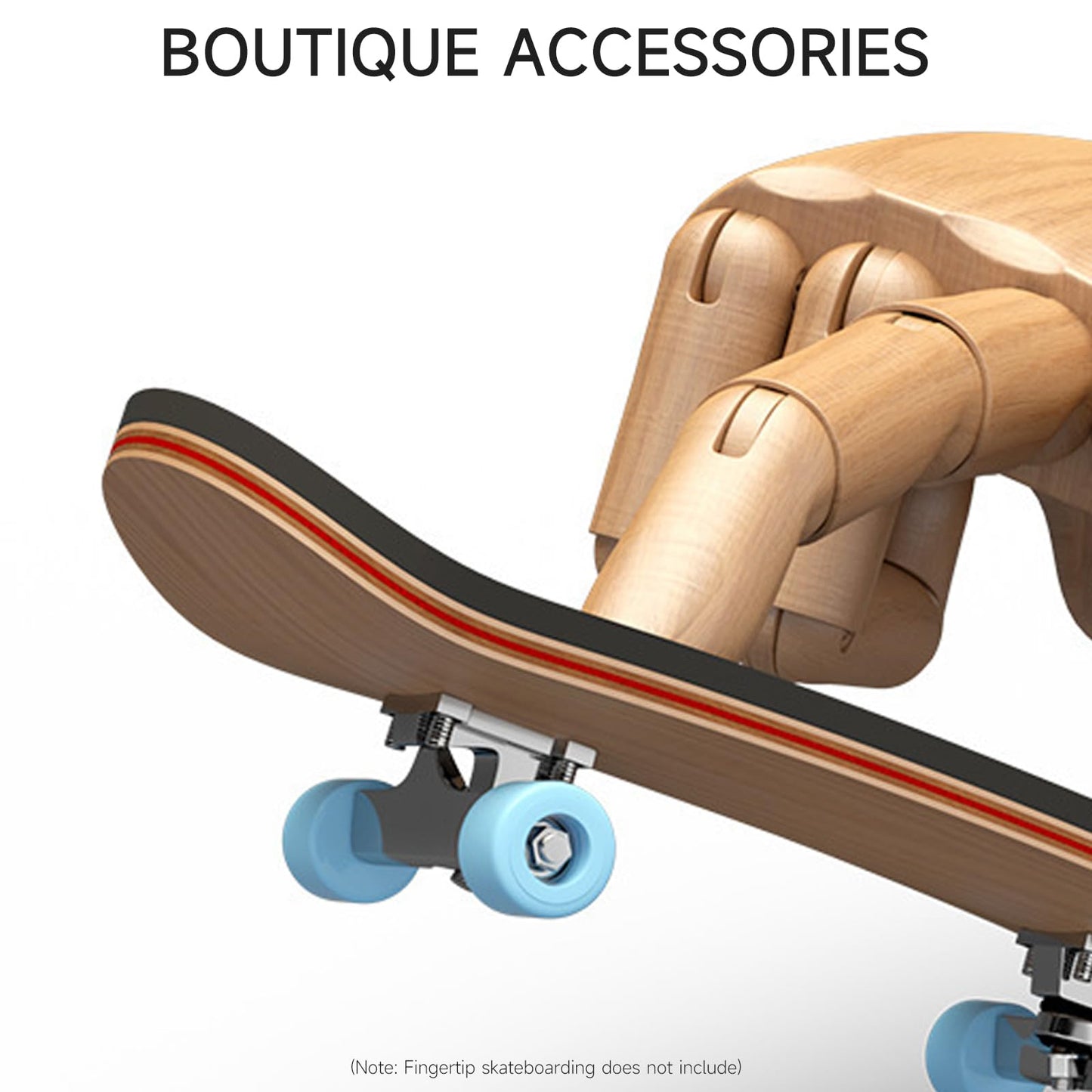 DisplayMore Premium Wooden Fingerboard Deck – The Classic 30x100mm DIY Set with Prolific Foam Tape & Multicolor Wheels