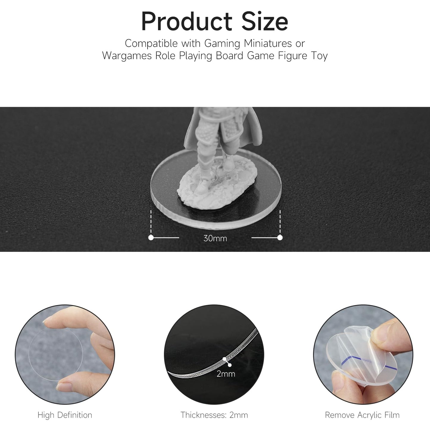DisplayMore 100Pcs Round 30mm Clear Acrylic Bases – 2mm Thick