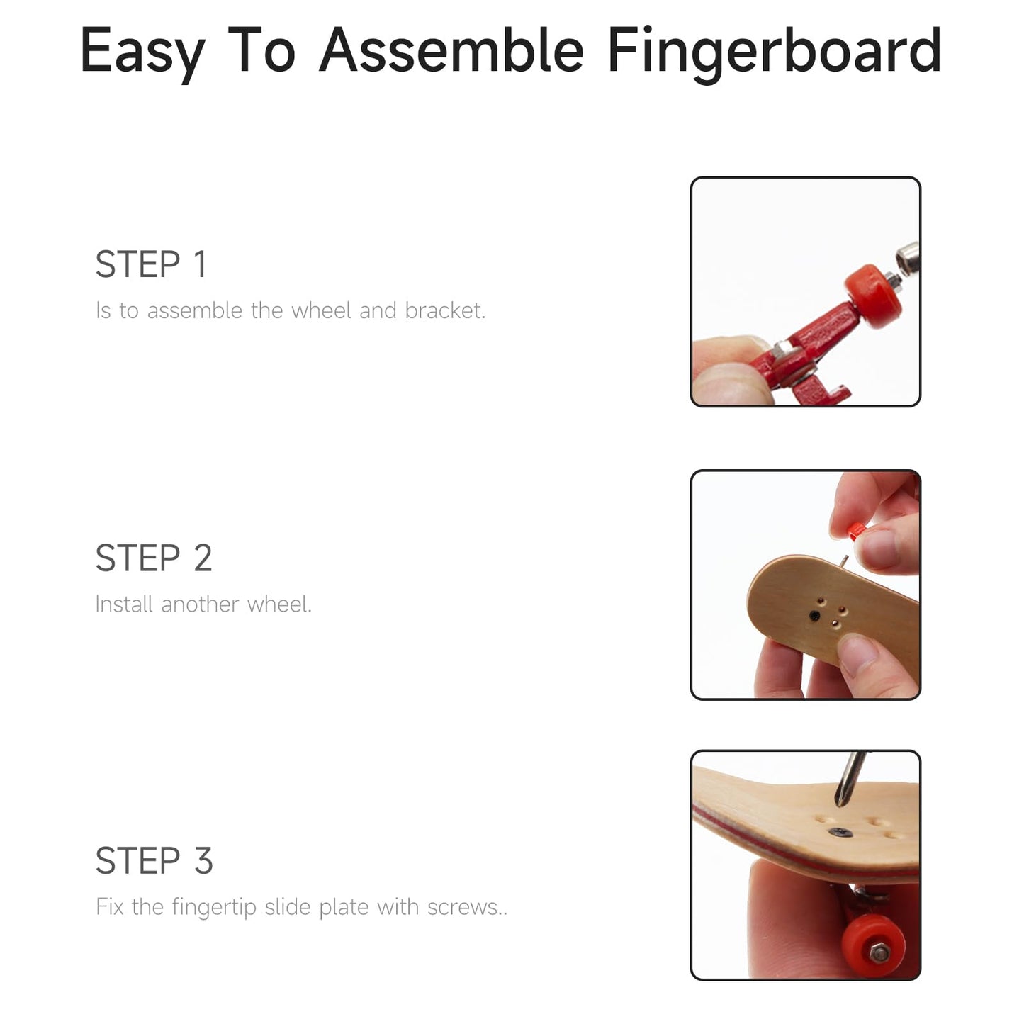 DisplayMore Fingerboard Repair Kit for 96mm Fingerboards – Box, Tools, 14 Brackets, 48 Wheels, 60 Screws, 30 Nuts, 4-Piece Screwdriver Set