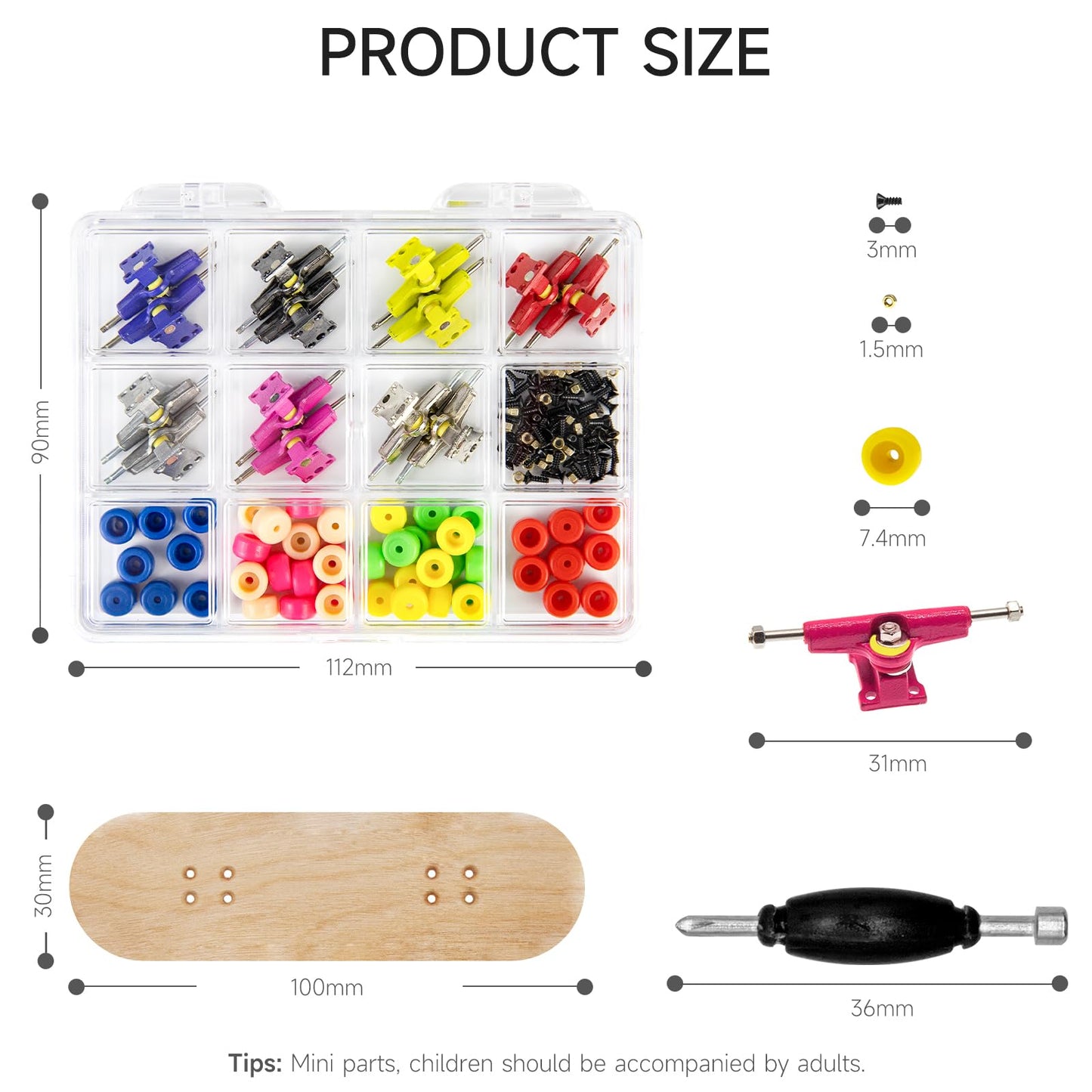 DisplayMore Premium Wooden Fingerboard Deck – The Classic 30x100mm DIY Set with Prolific Foam Tape & Multicolor Wheels