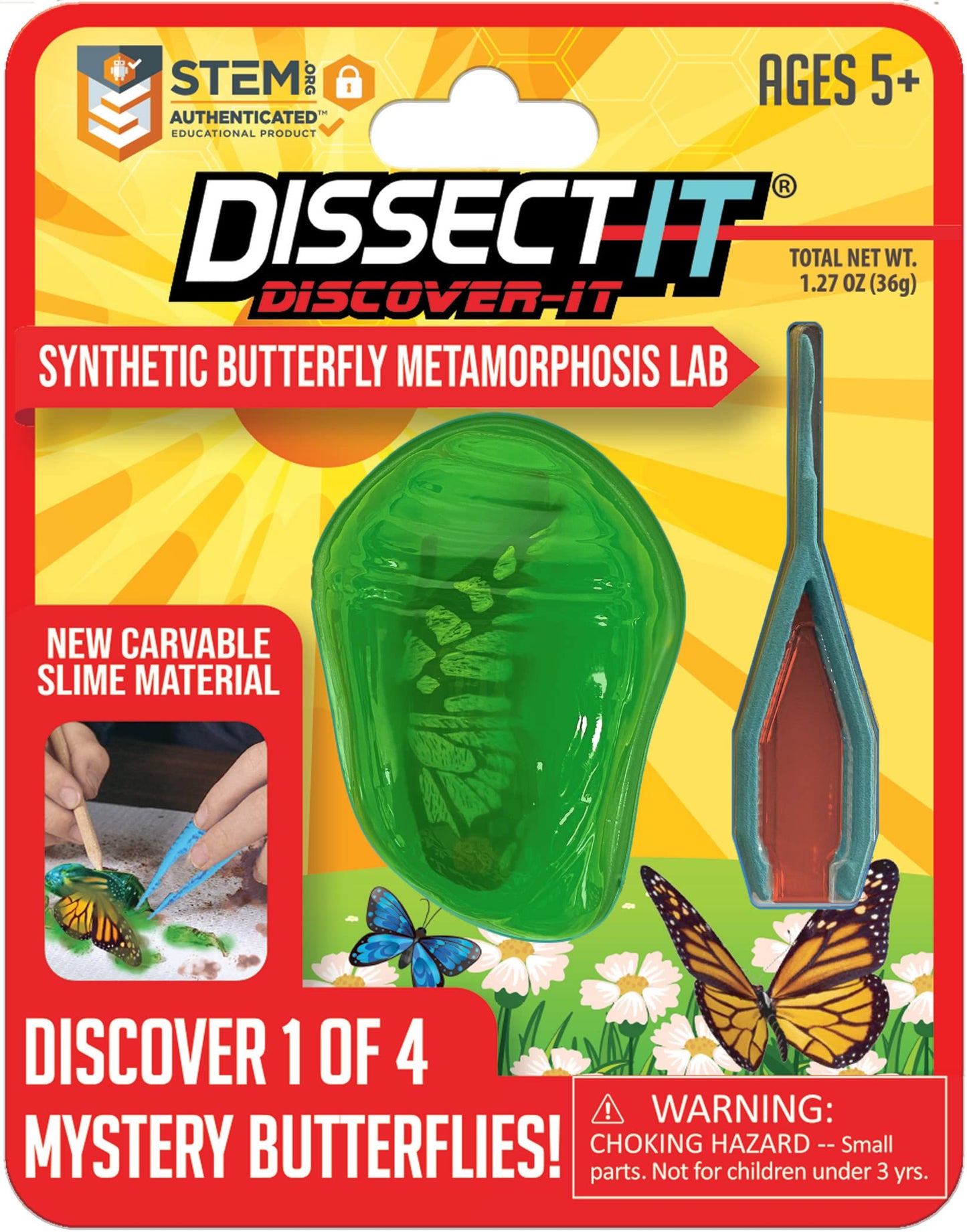 Dissect It Discover-It Butterfly Metamorphosis Kit for Kids | Synthetic Dissection Lab & STEM Toy (Ages 5+)