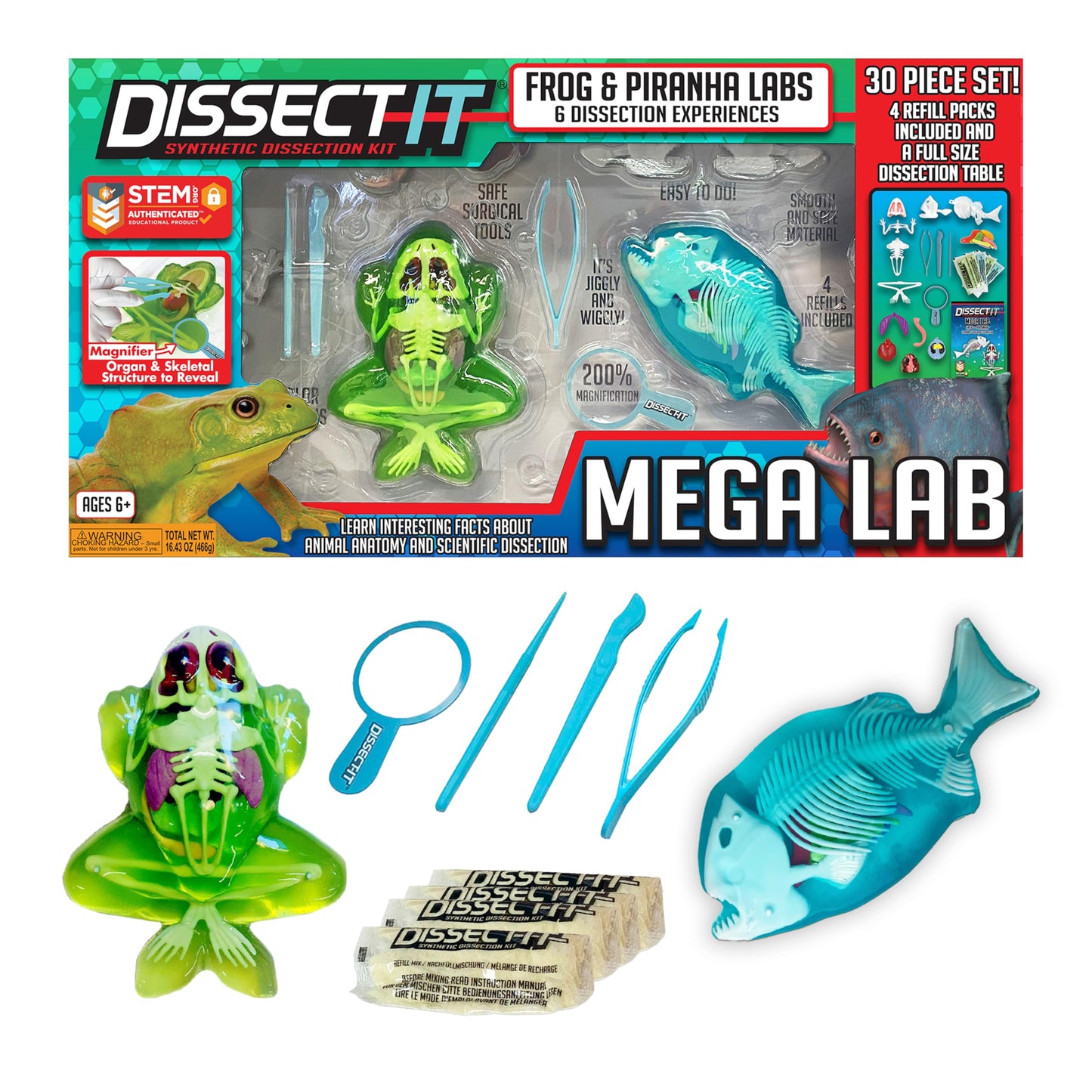 Dissect It Mega Lab Kit — Safe Frog & Piranha Dissection for Kids 6+
