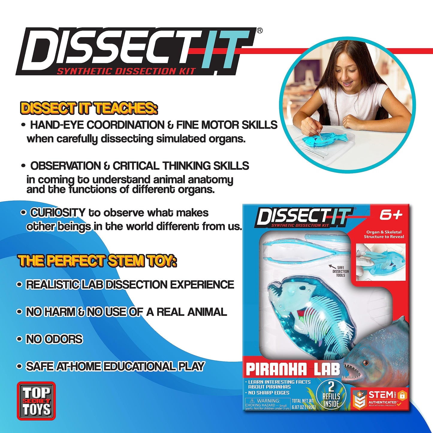 Dissect-It Piranha: Safe Simulated Lab Dissection Toy for Kids
