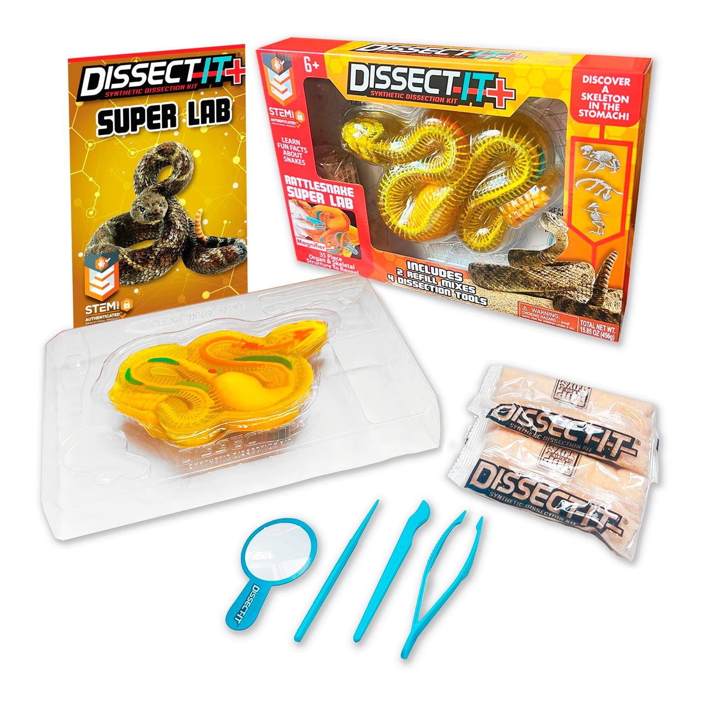 Dissect It Rattlesnake Super Lab Kit for Kids – Safe Synthetic Dissection, STEM Biology Toy