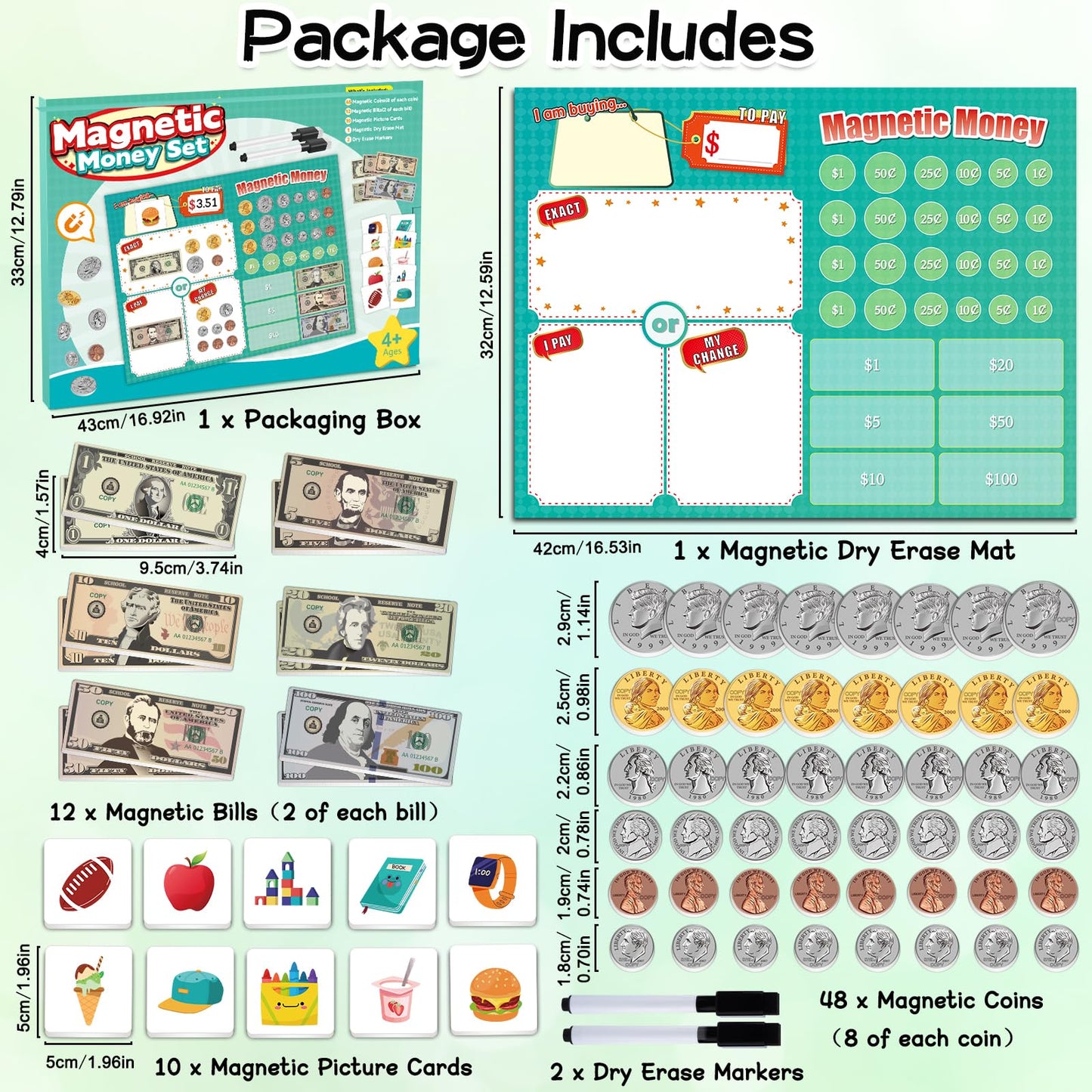 Distasio Magnetic Play Money for Kids – Realistic Pretend Money & Learning
