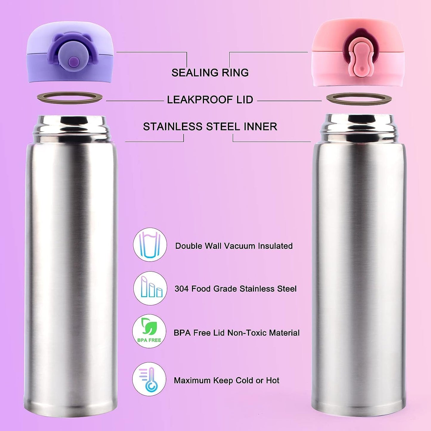 Distasio Unicorn Water Bottles for Girls 6-12 — Decorate Your Own Bottle Gift Set with Gems & Stickers