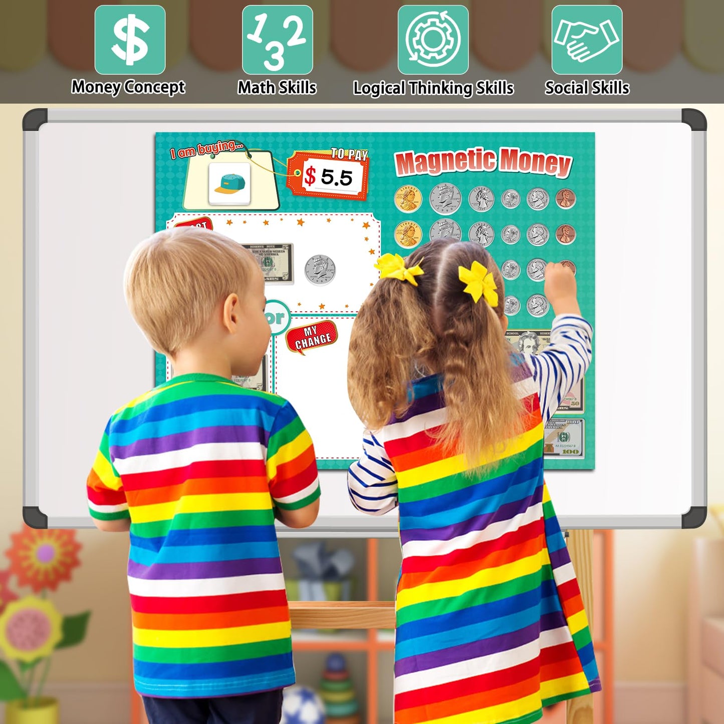 Distasio Magnetic Play Money for Kids – Realistic Pretend Money & Learning