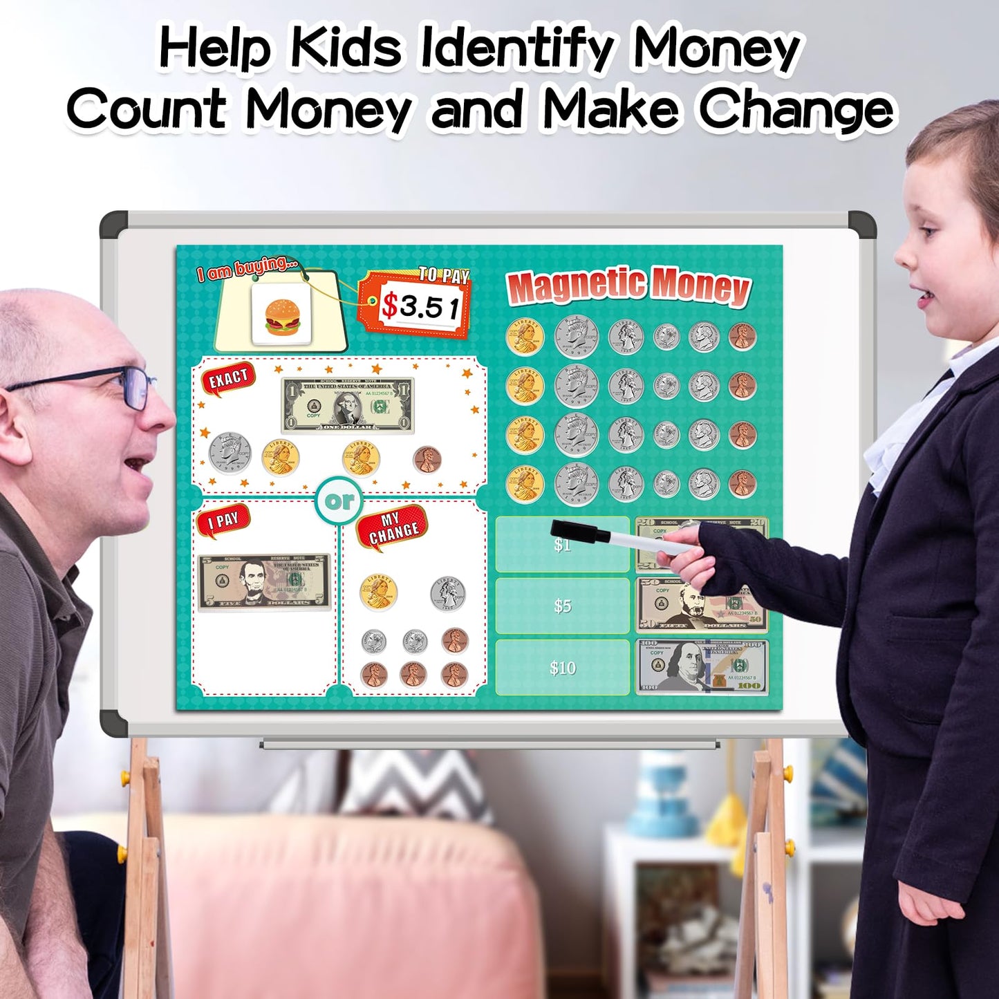 Distasio Magnetic Play Money for Kids – Realistic Pretend Money & Learning