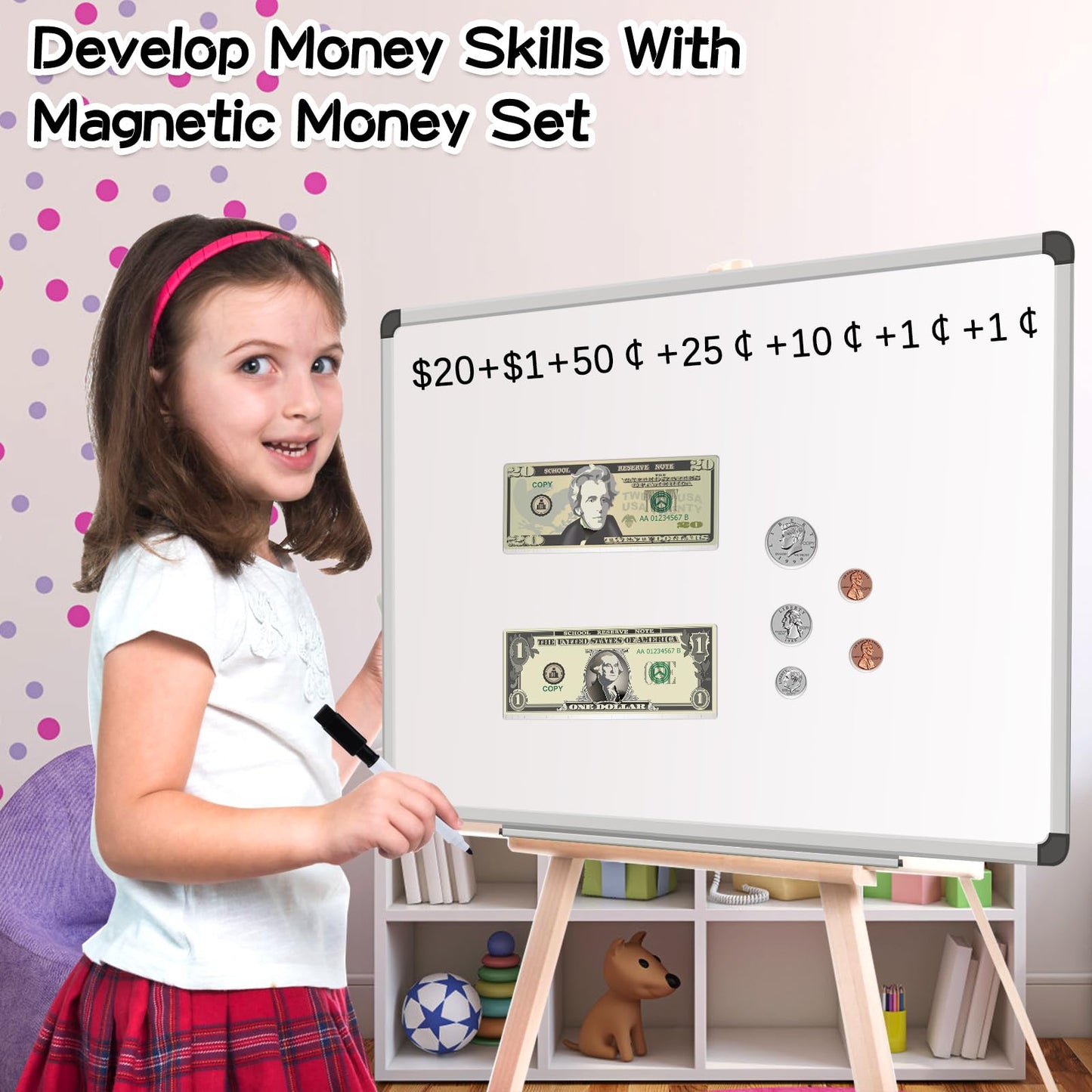 Distasio Magnetic Play Money for Kids – Realistic Pretend Money & Learning