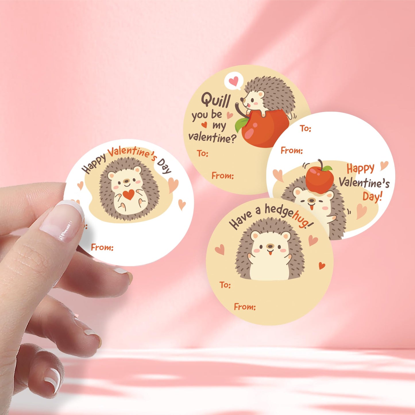 Distinctivs Hedgehog Valentine Labels – 40 Count To/From Stickers for Kids