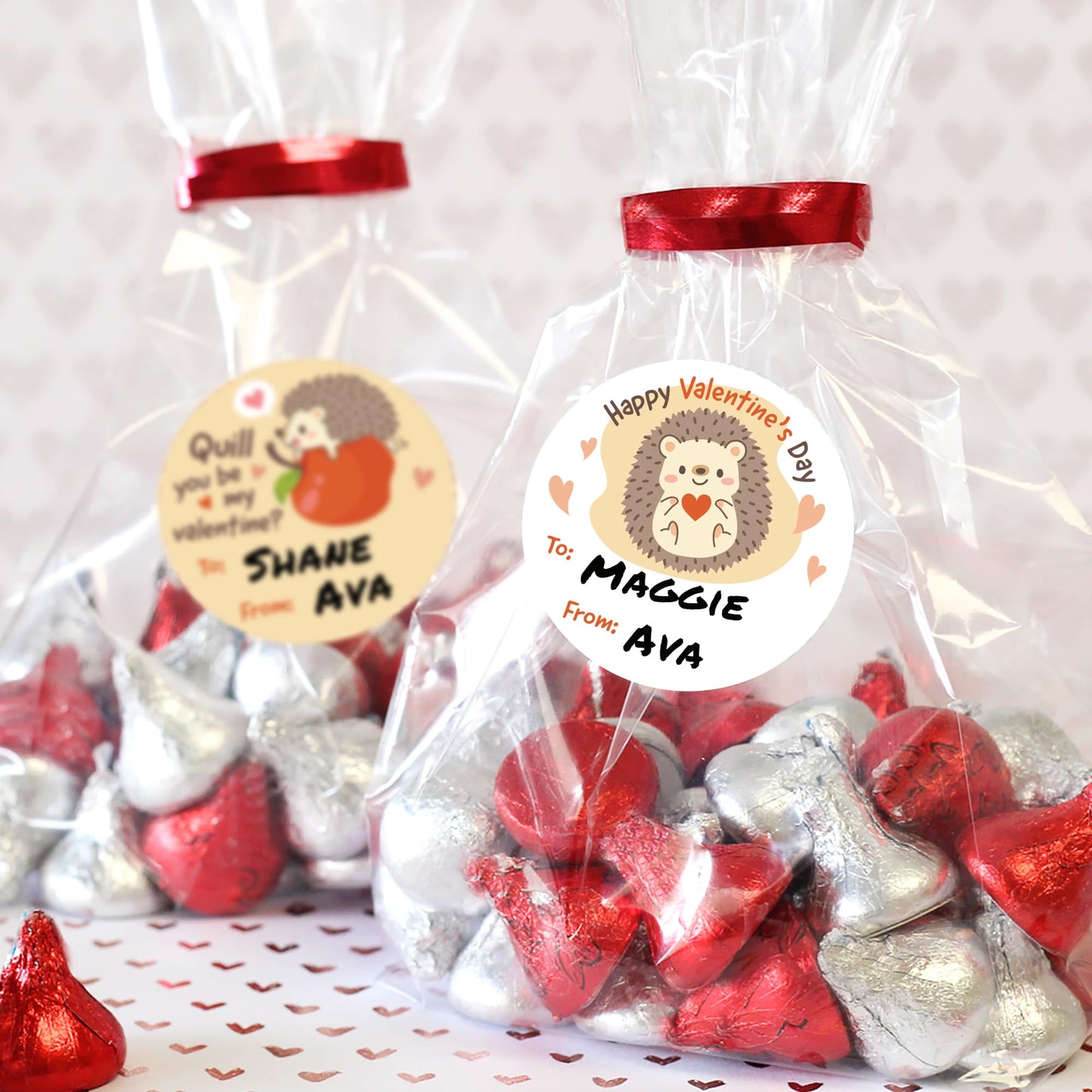 Distinctivs Hedgehog Valentine Labels – 40 Count To/From Stickers for Kids