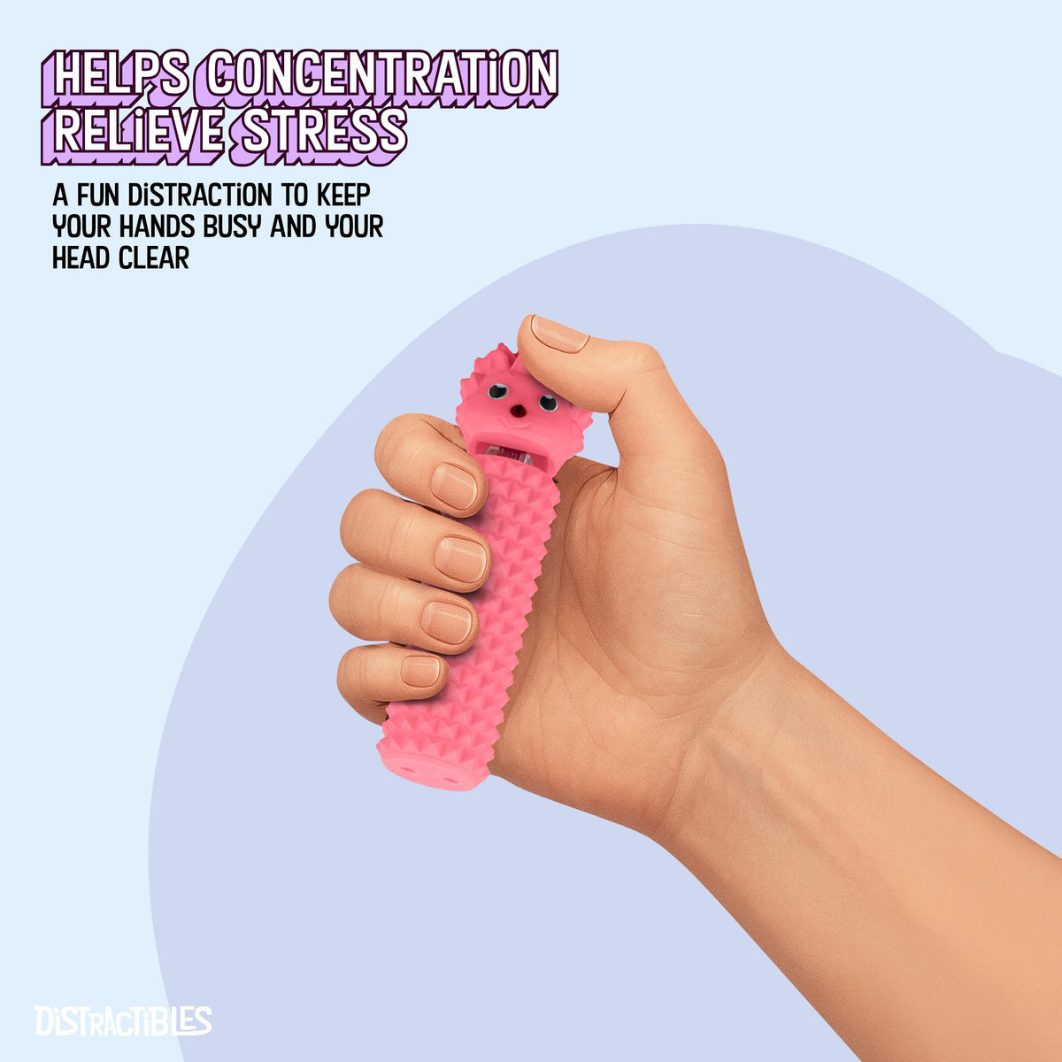Distractibles Hedgy Hedgehog Sensory Fidget Clicker – Focus, Calm, Pink
