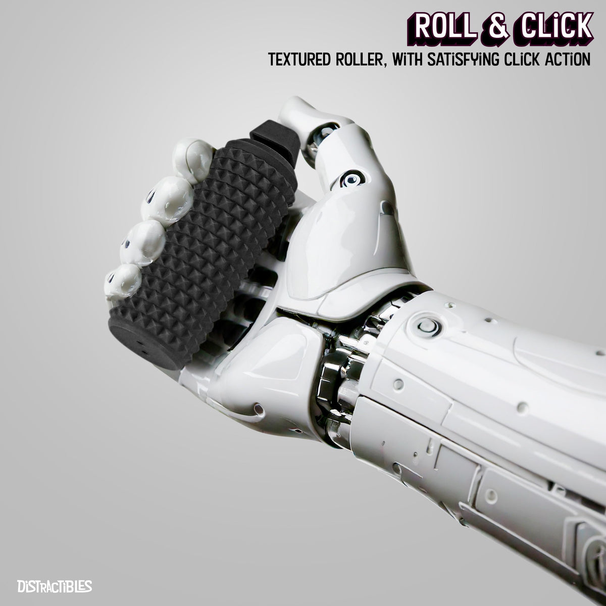 Distractibles Sensory Roller Fidget with Clicker - Tactile Spikes for Focus, Anxiety Relief & Sensory Regulation (Black)