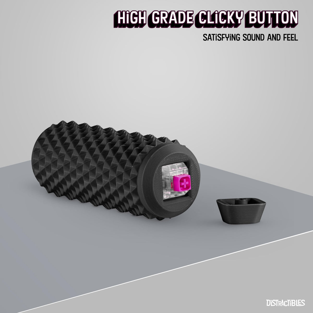 Distractibles Sensory Roller Fidget with Clicker - Tactile Spikes for Focus, Anxiety Relief & Sensory Regulation (Black)