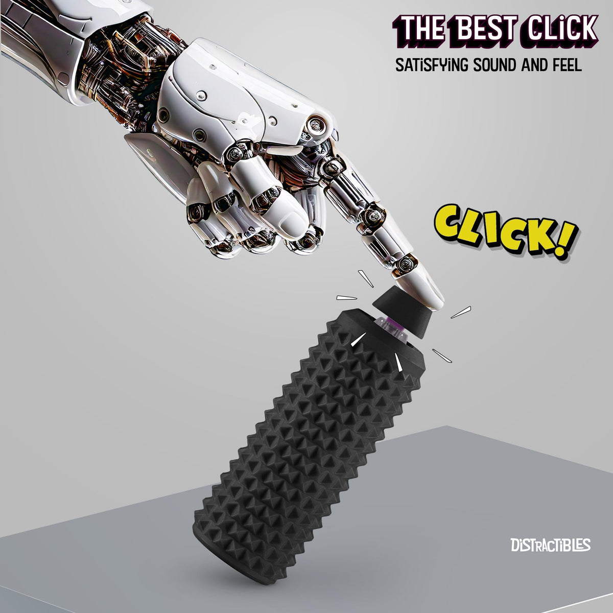 Distractibles Sensory Roller Fidget with Clicker - Tactile Spikes for Focus, Anxiety Relief & Sensory Regulation (Black)