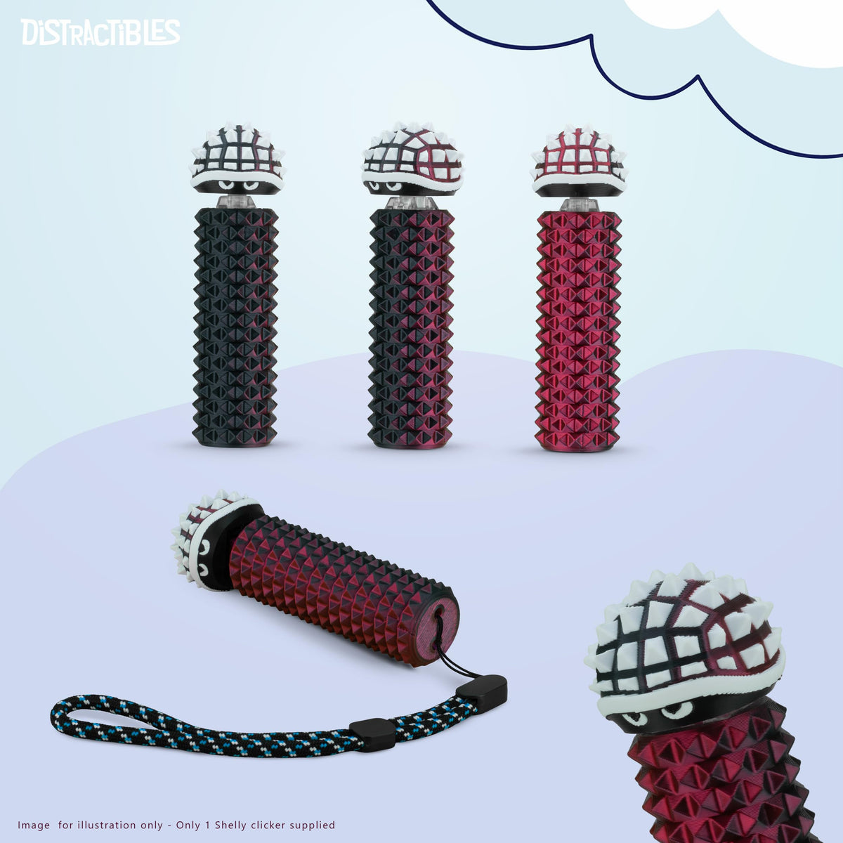 Distractibles Shelly Neon Crimson – Sensory Fidget Toy for Focus & Calm