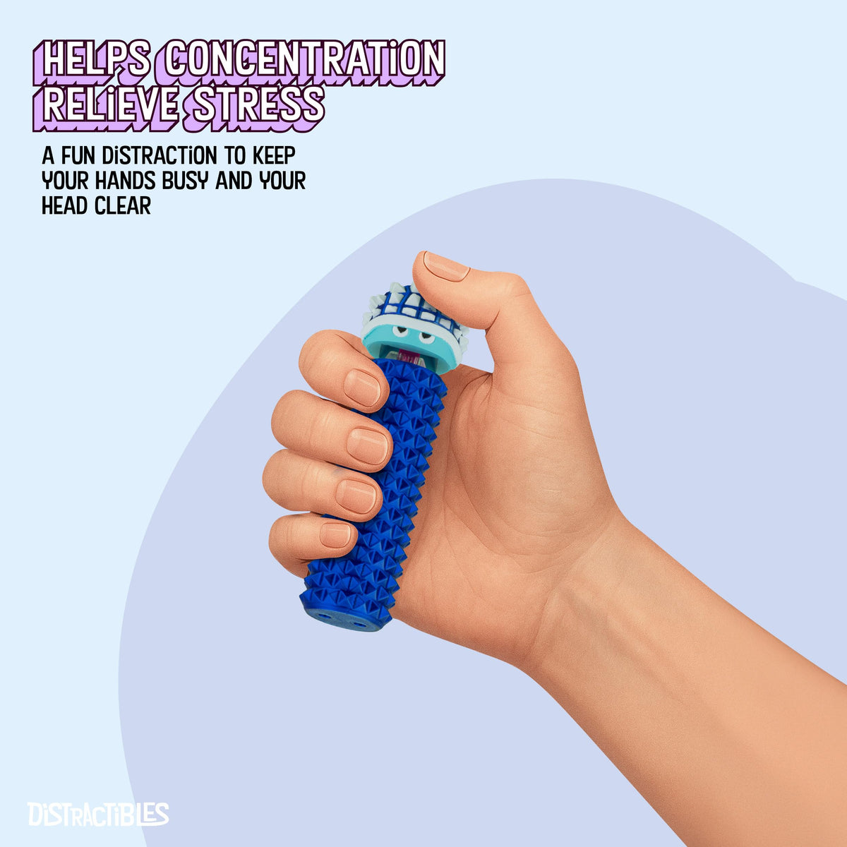 Distractibles Shelly – Sensory Fidget Clicker for Focus & Calm (Neon BlueSteel)