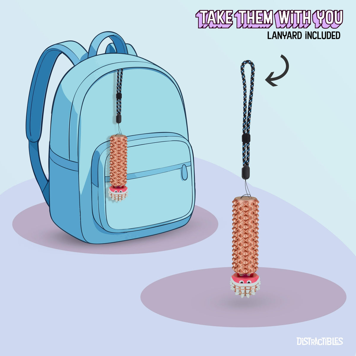 Distractibles Shelly: Sensory Fidget Clicker for Focus (Neon Rosé)