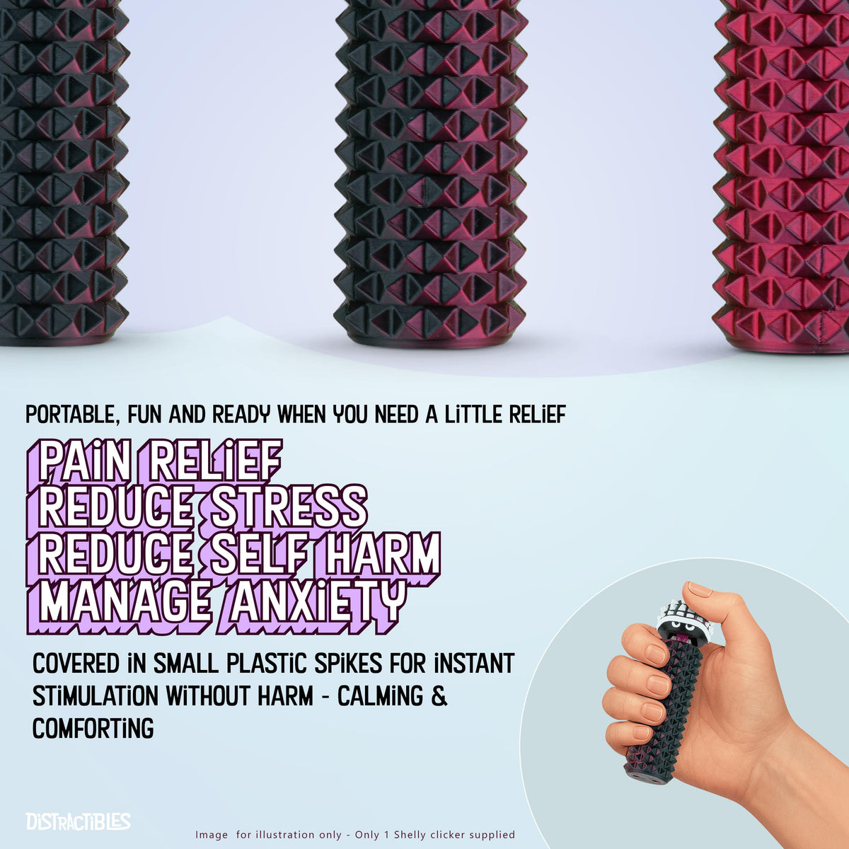 Distractibles Shelly Neon Crimson – Sensory Fidget Toy for Focus & Calm