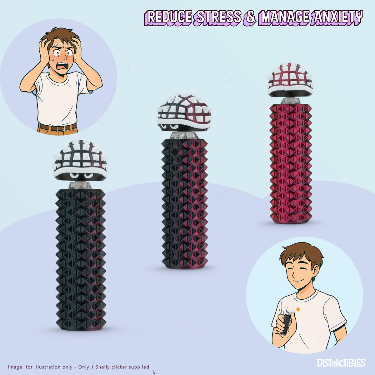 Distractibles Shelly Neon Crimson – Sensory Fidget Toy for Focus & Calm