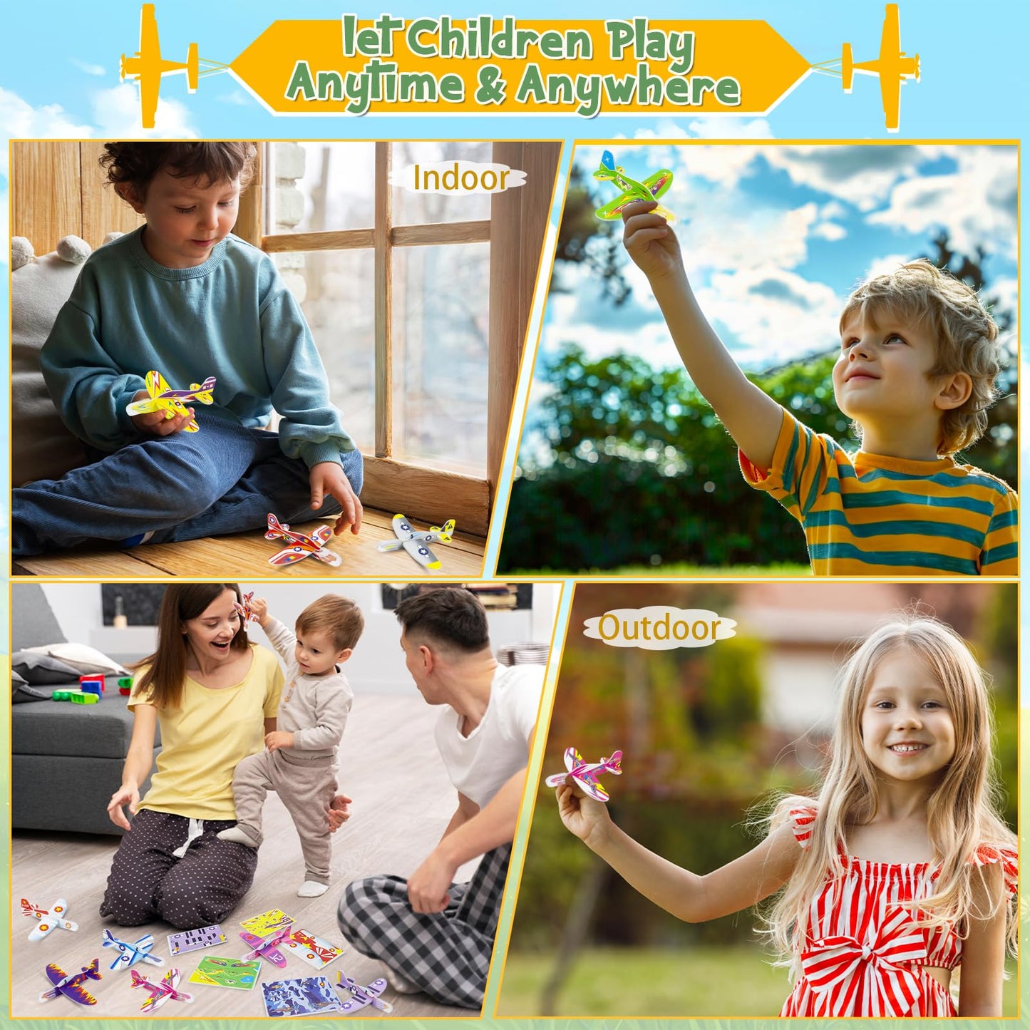Diteryy 60 Pack Foam Airplanes for Kids – Easy Throwing Gliders, Colorful Party Favors