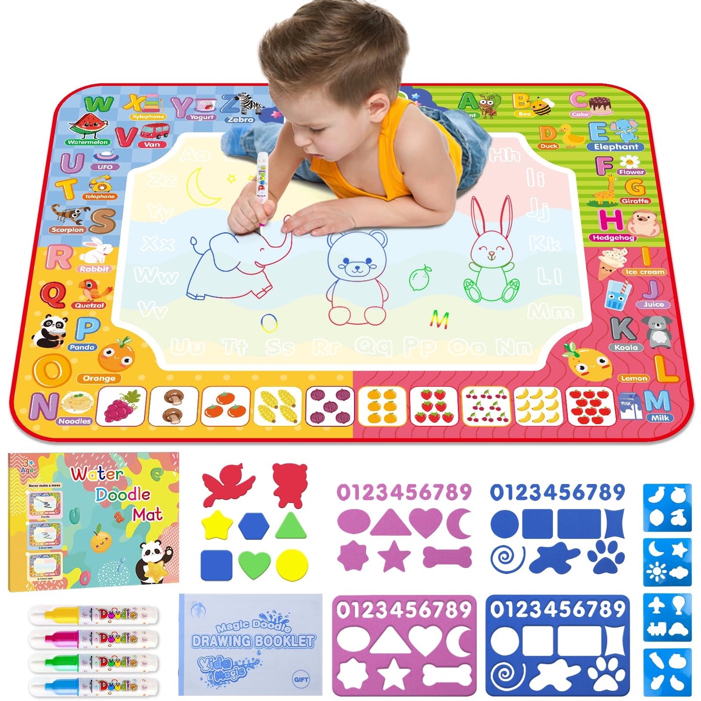 Diteryy Water Doodle Mat 32x24 Inch – Mess-Free Water Painting Toy for Kids (Ages 3-8)