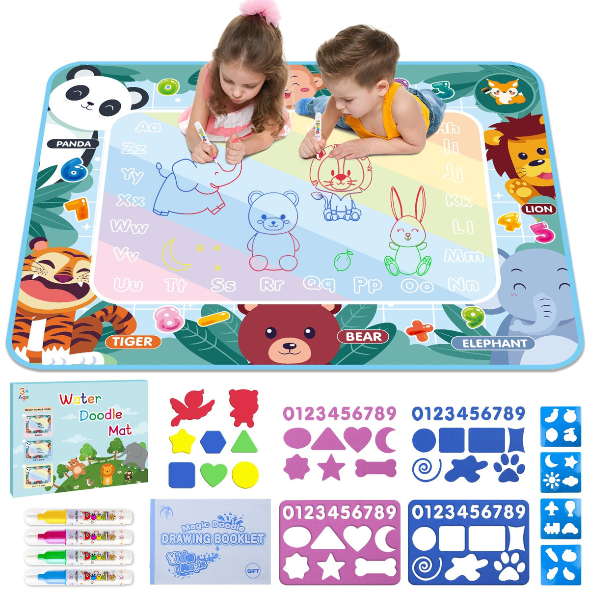 Diteryy Water Doodle Mat 40x32 Inch — Mess-Free Water Drawing for Kids (Ages 4-8)
