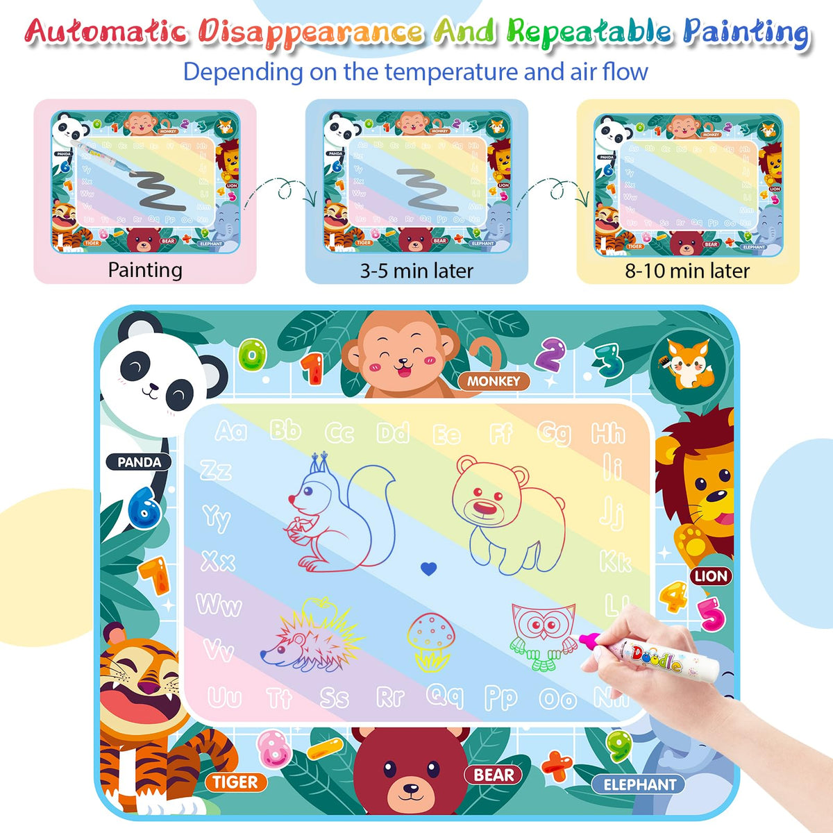 Diteryy Water Doodle Mat 40x32 Inch — Mess-Free Water Drawing for Kids (Ages 4-8)