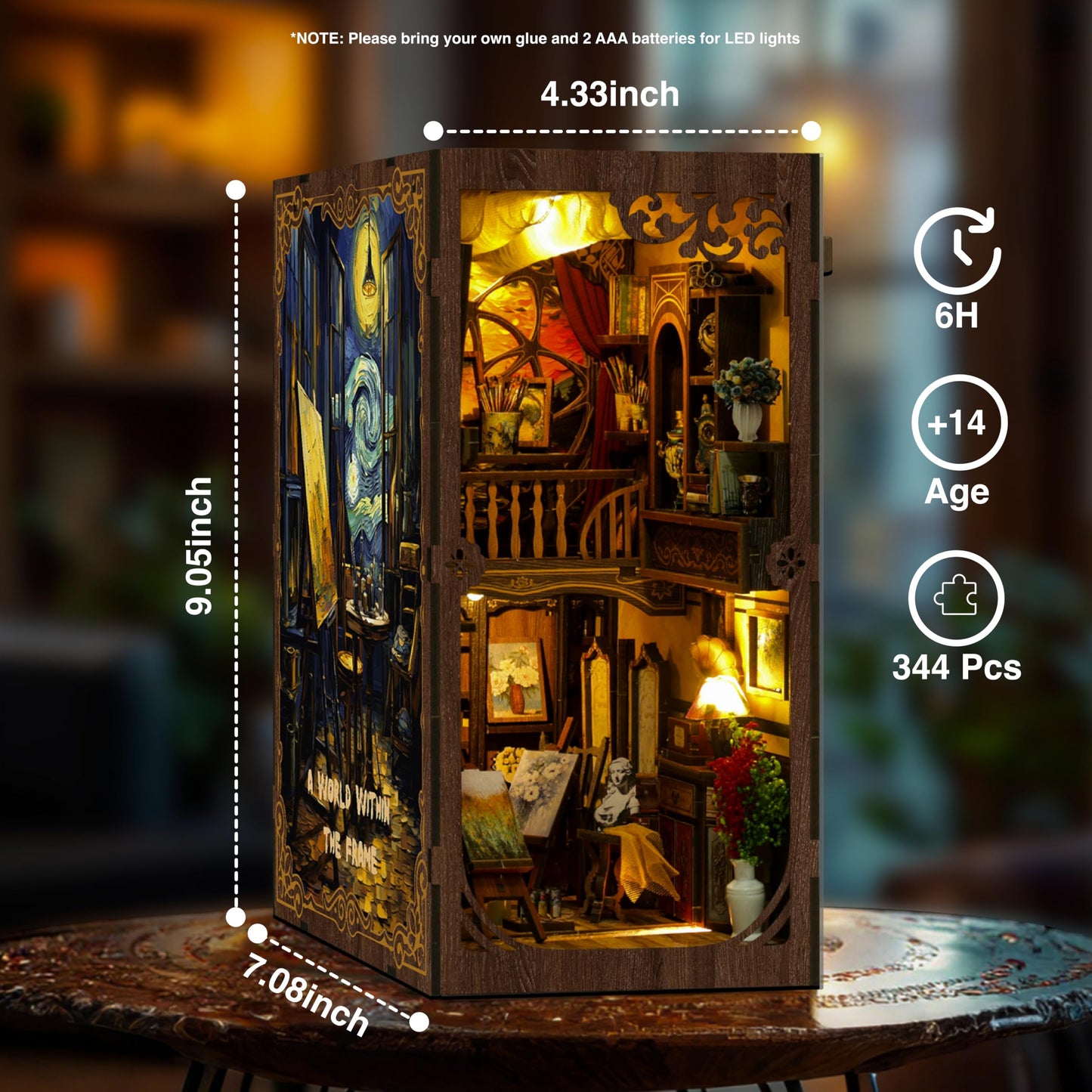 Ditila Starry Night Book Nook Kit for Adults – LED 3D Wooden Puzzle