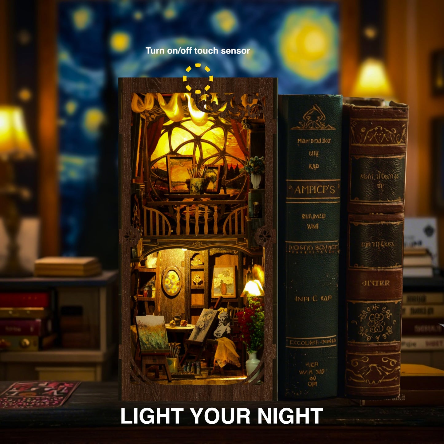 Ditila Starry Night Book Nook Kit for Adults – LED 3D Wooden Puzzle