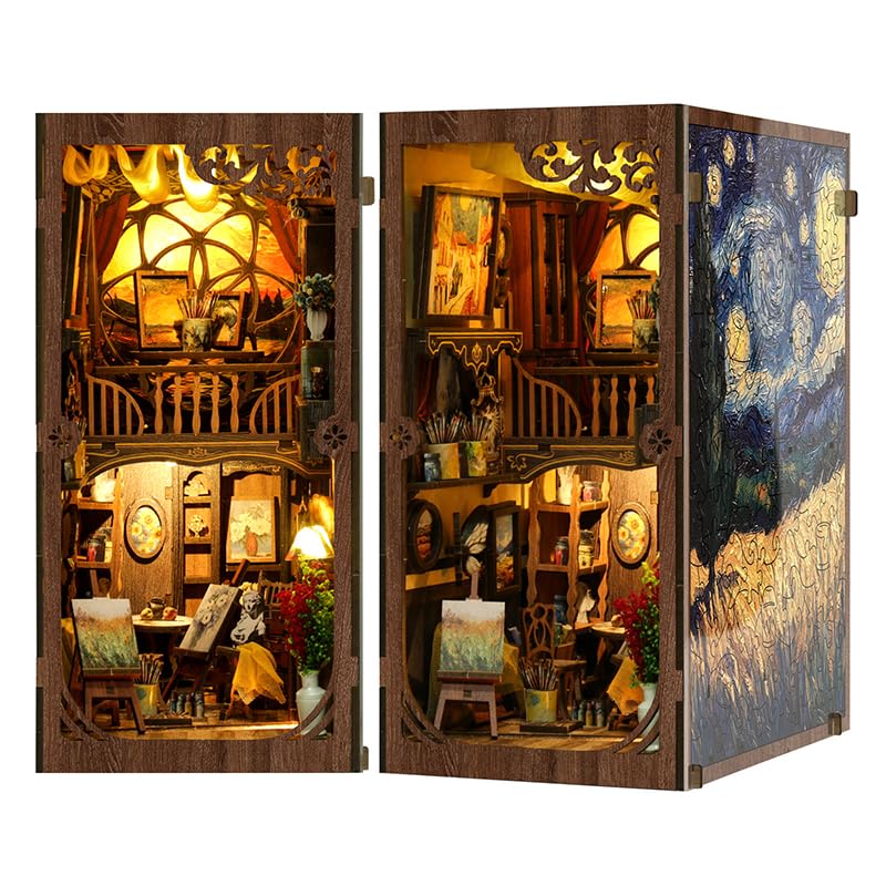Ditila Starry Night Book Nook Kit for Adults – LED 3D Wooden Puzzle