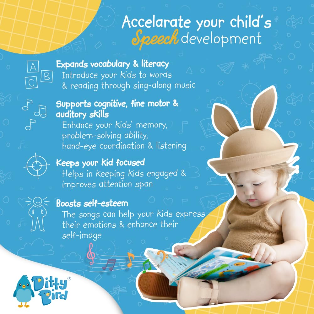Ditty Bird Talking Books 100 Words | Interactive Toddler Books for Vocabulary & Speech Learning