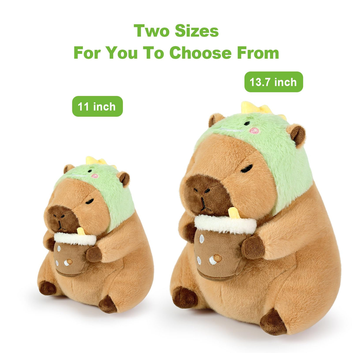 Ditucu Cute Capybara Plush 11 Inch — Dinosaur Milk Tea Pillow Toy
