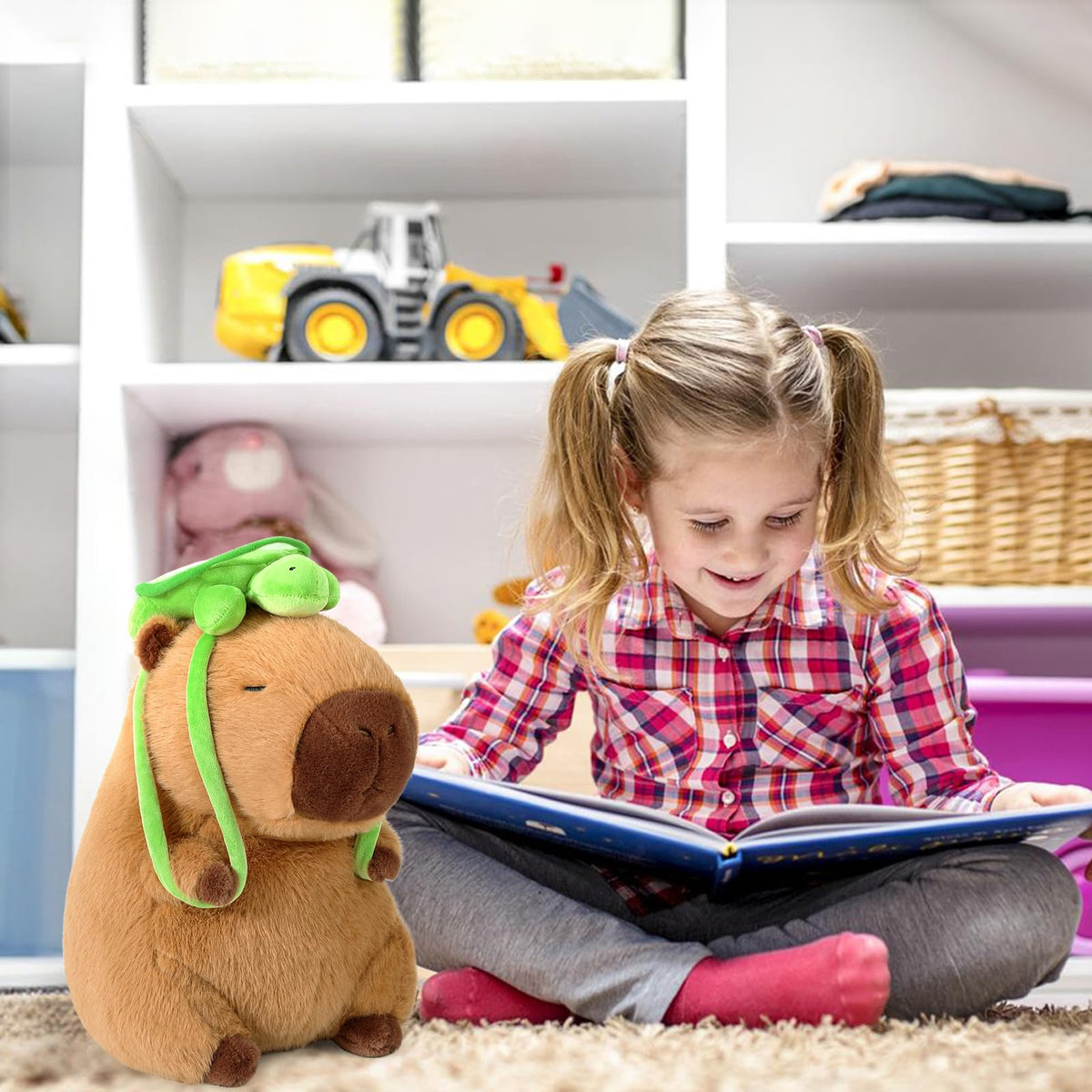 Ditucu Cute Capybara Plush with Turtle Backpack – 9 Inch Brown