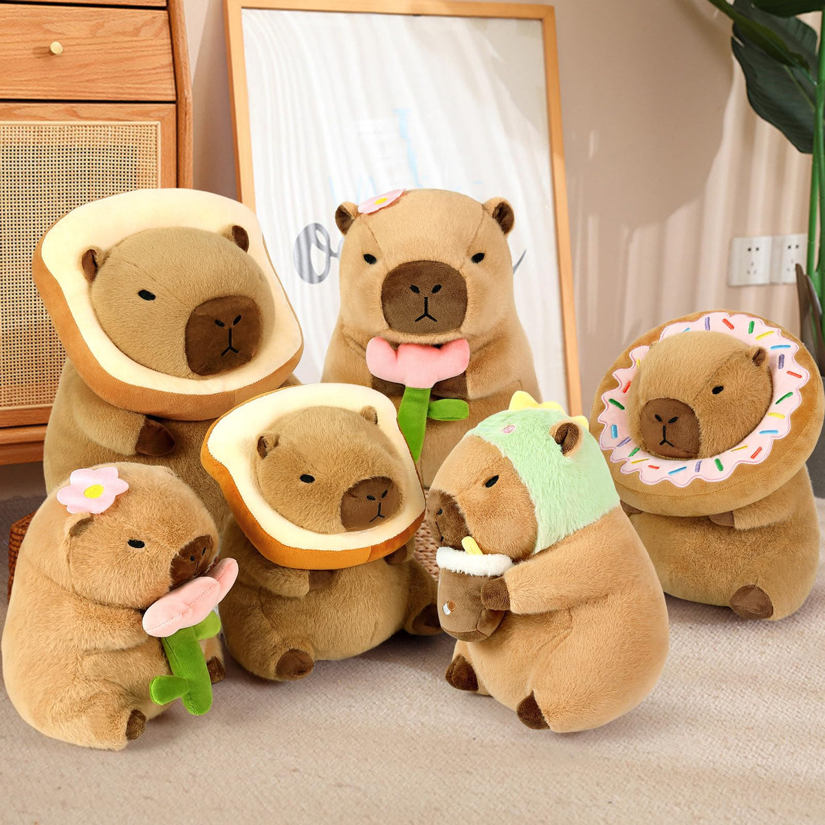 Ditucu Cute Capybara Plush 11 Inch — Dinosaur Milk Tea Pillow Toy