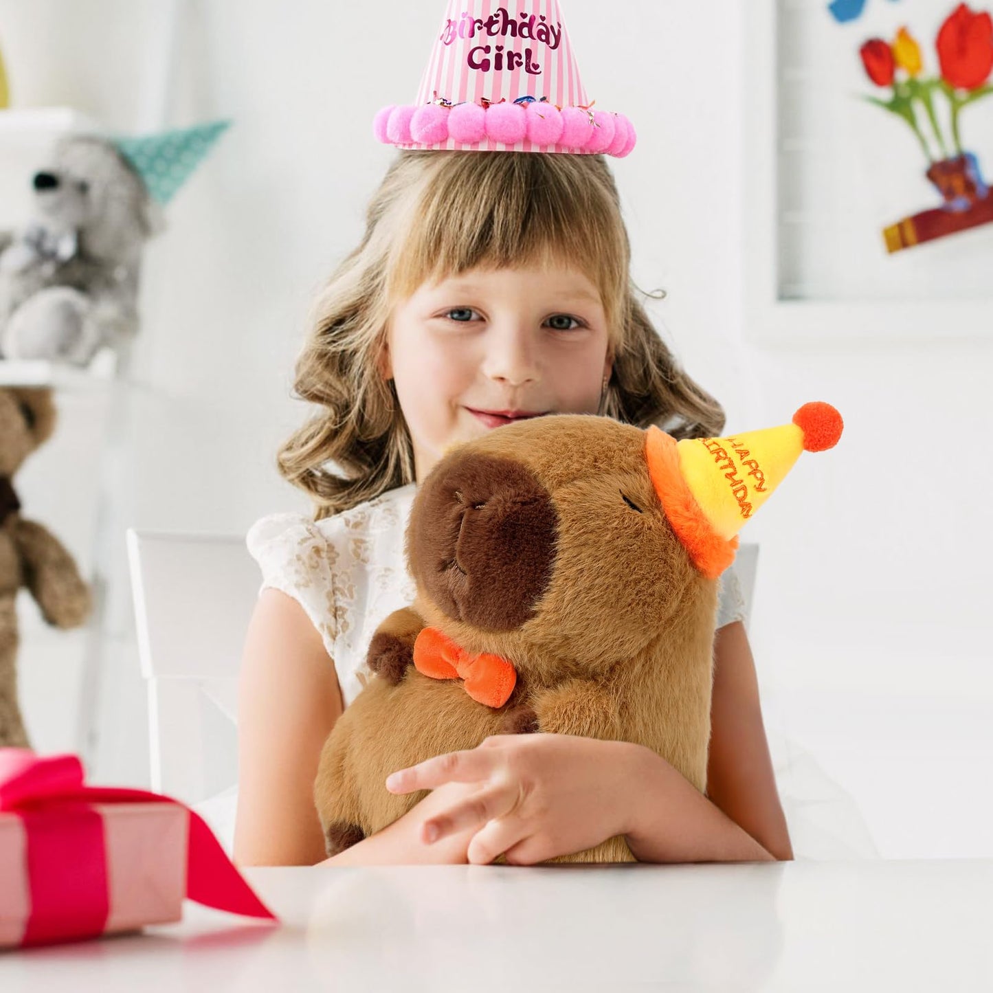 Ditucu Cute Capybara Plush with Happy Birthday Hat – 9-Inch Soft Capybara Plush Toy for Gifts and Party Decor
