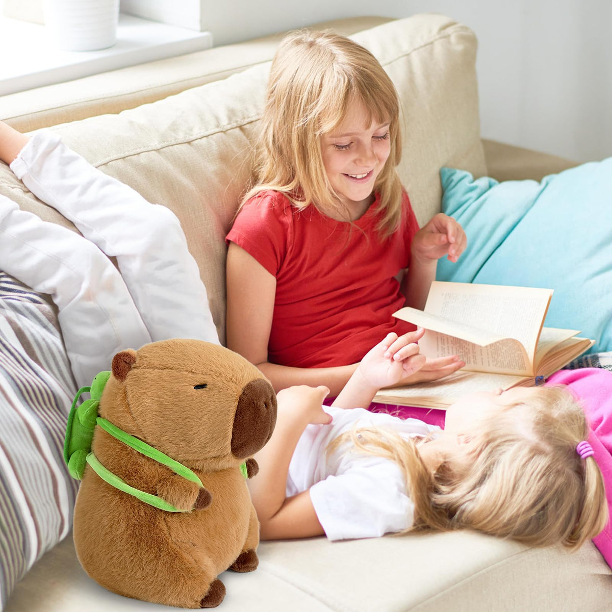 Ditucu Cute Capybara Plush with Turtle Backpack – 9 Inch Brown