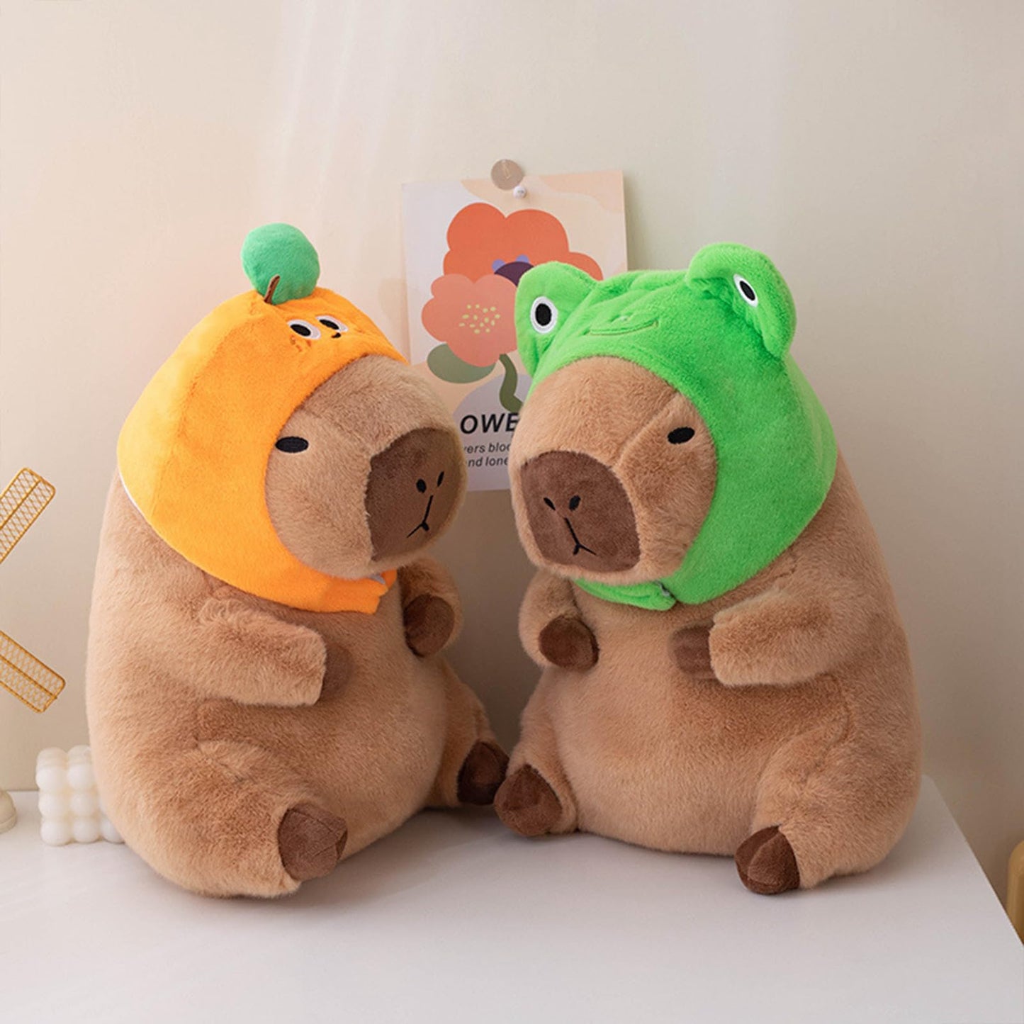 Ditucu Cute Capybara Plush Pillow with Detachable Frog Hat – 11 inch