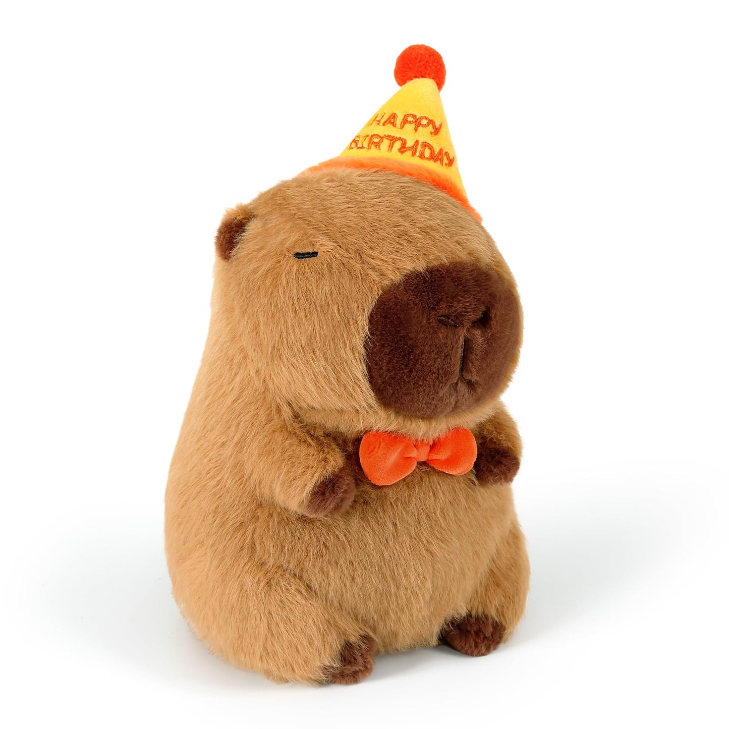 Ditucu Cute Capybara Plush with Happy Birthday Hat – 9-Inch Soft Capybara Plush Toy for Gifts and Party Decor