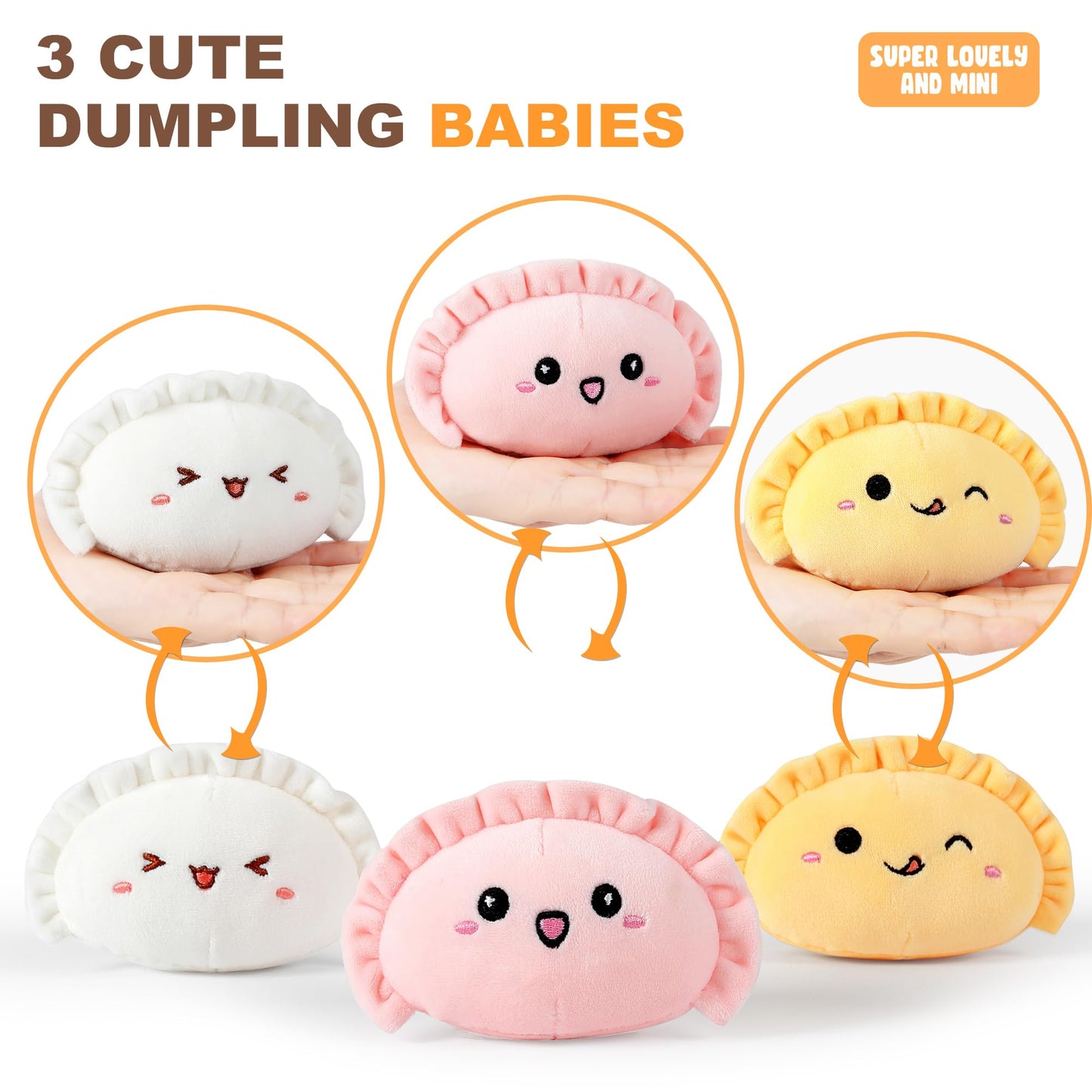 Ditucu Cute Dumpling Plush Pillow Mommy 14in with 3 Littles 4in – Family Food Shaped Plushies