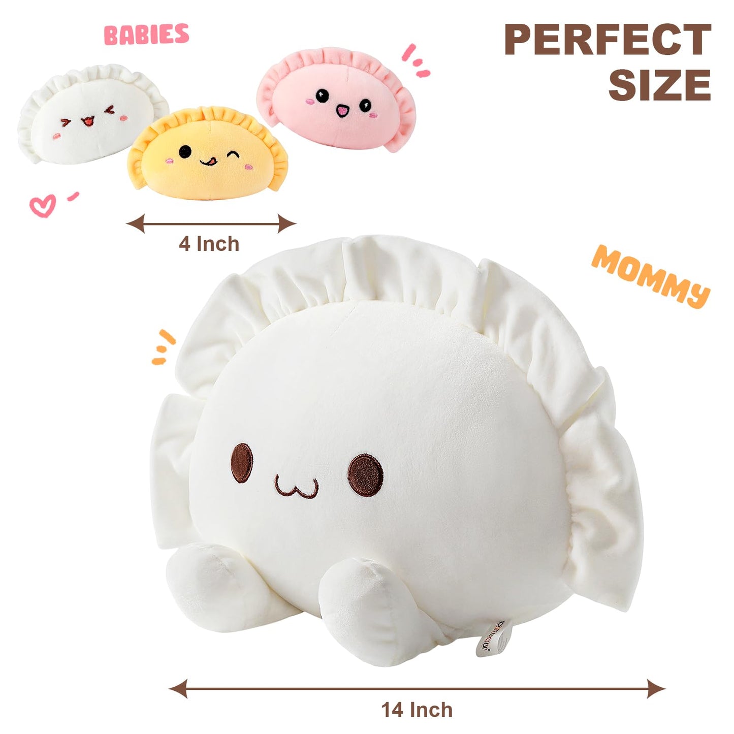 Ditucu Cute Dumpling Plush Pillow Mommy 14in with 3 Littles 4in – Family Food Shaped Plushies