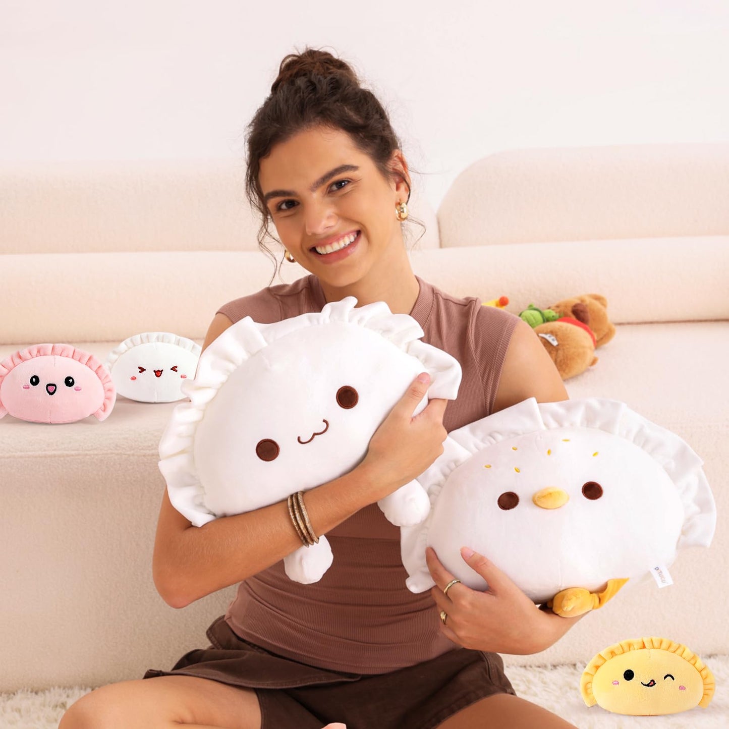 Ditucu Cute Dumpling Plush Pillow Mommy 14in with 3 Littles 4in – Family Food Shaped Plushies