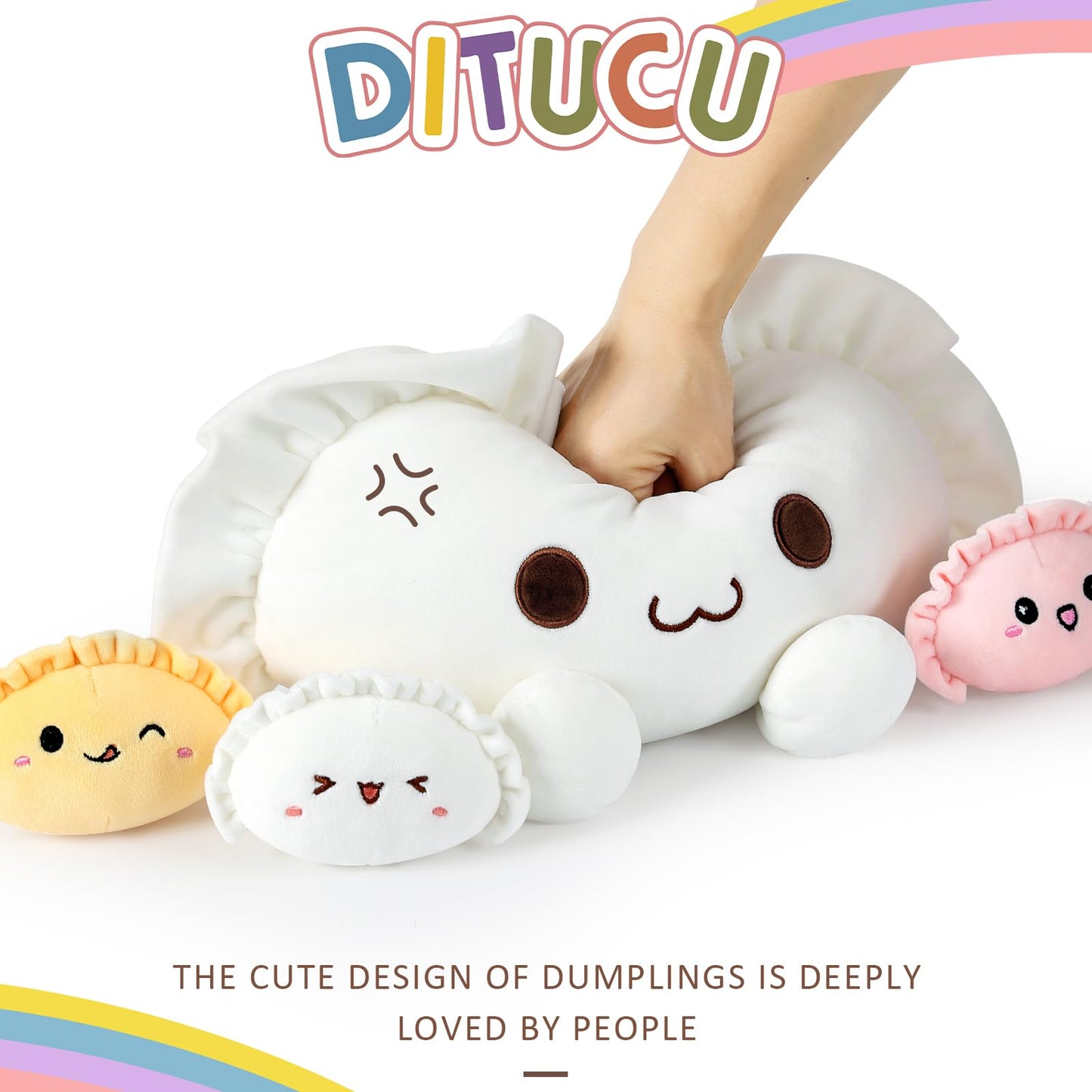 Ditucu Cute Dumpling Plush Pillow Mommy 14in with 3 Littles 4in – Family Food Shaped Plushies